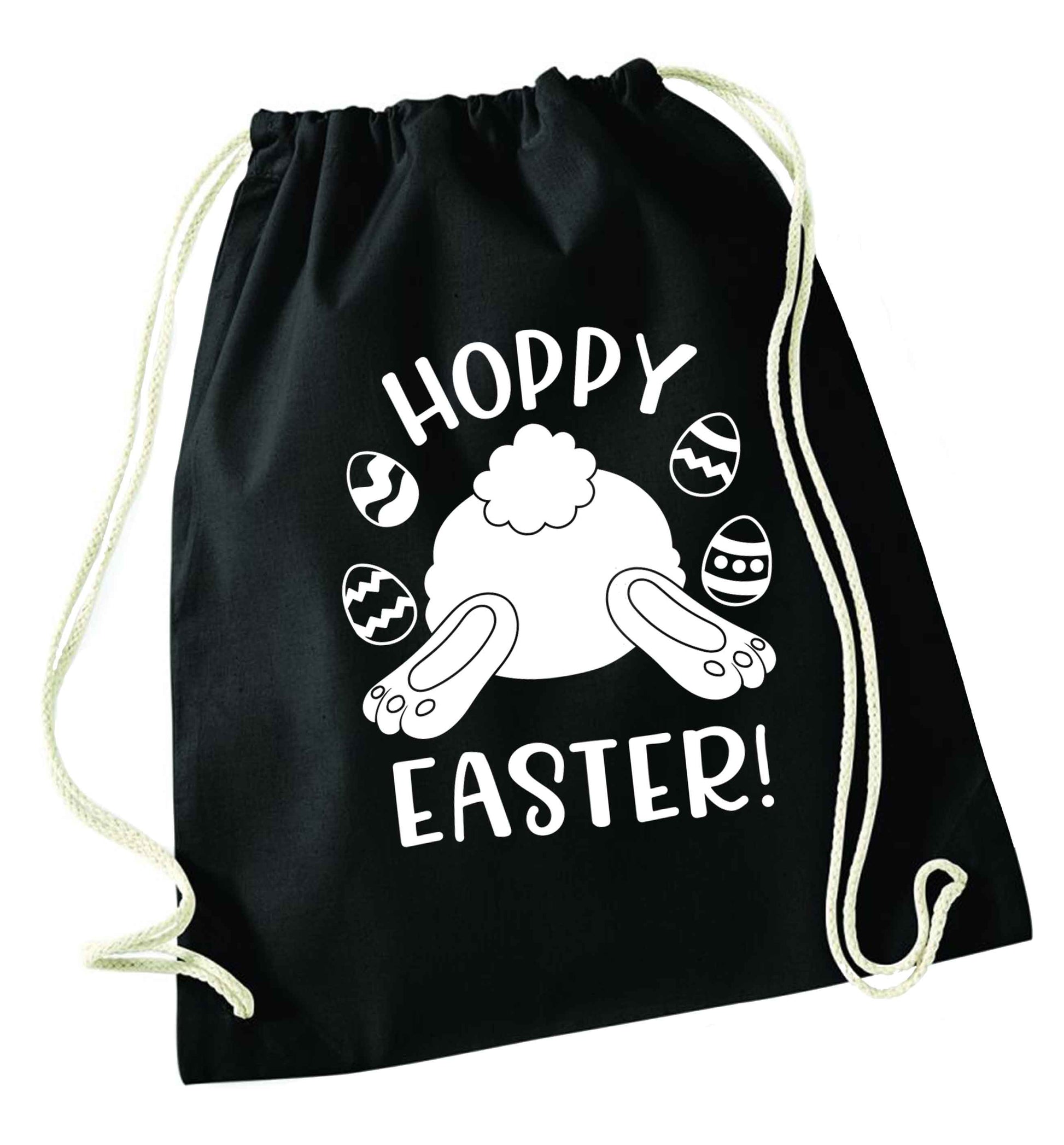 Hoppy Easter black drawstring bag