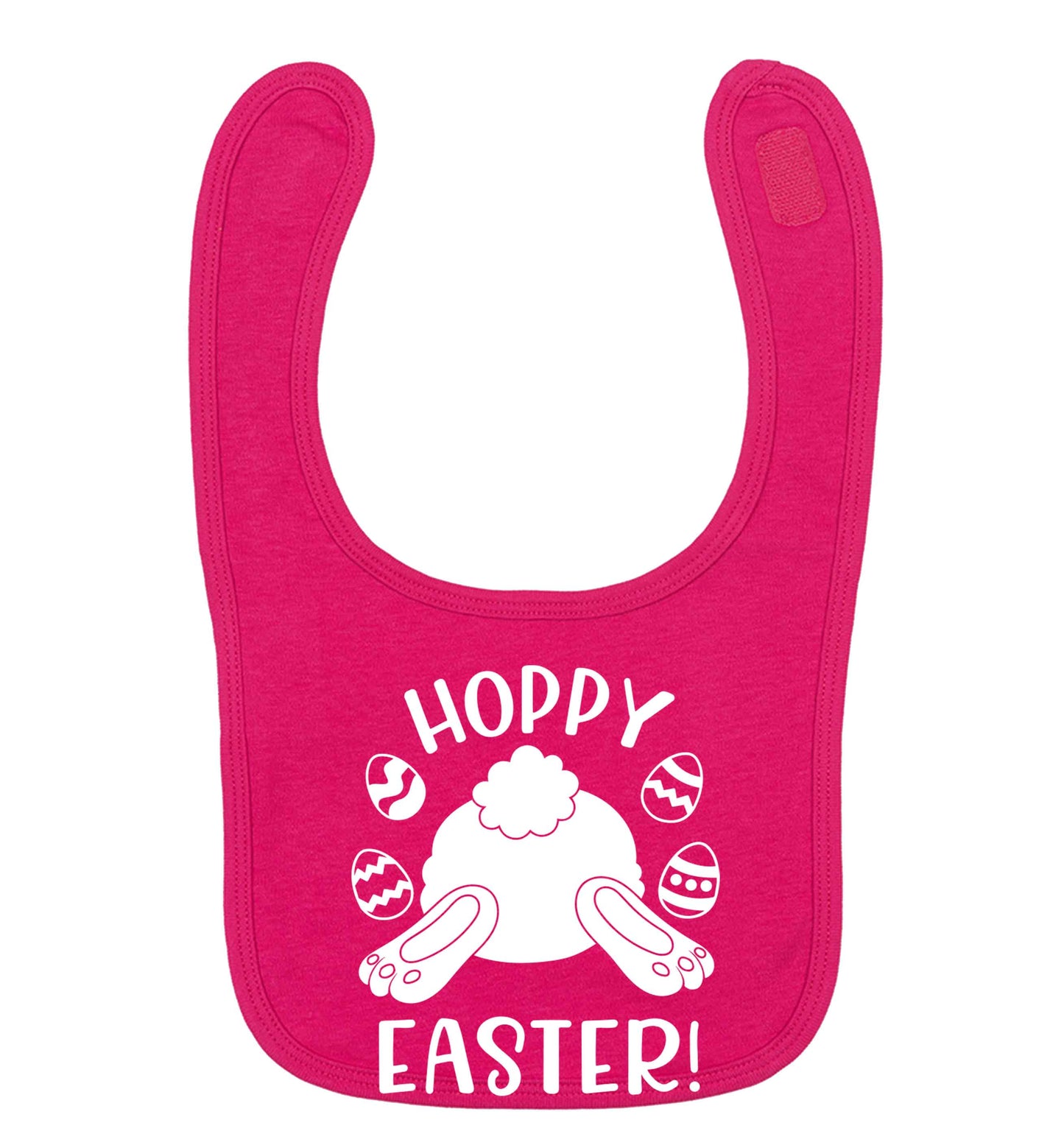 Hoppy Easter dark pink baby bib
