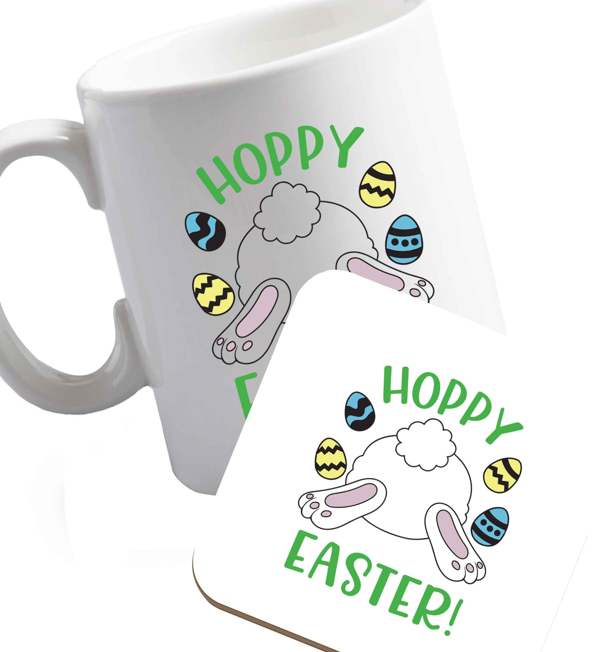10 oz Favourite Type Pan Pancake ceramic mug and coaster set right handed