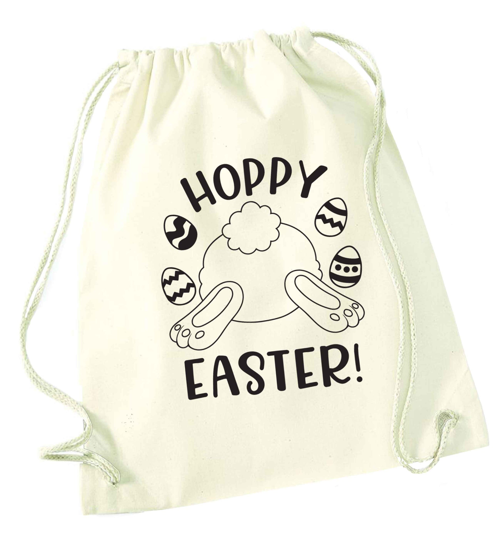 Hoppy Easter natural drawstring bag
