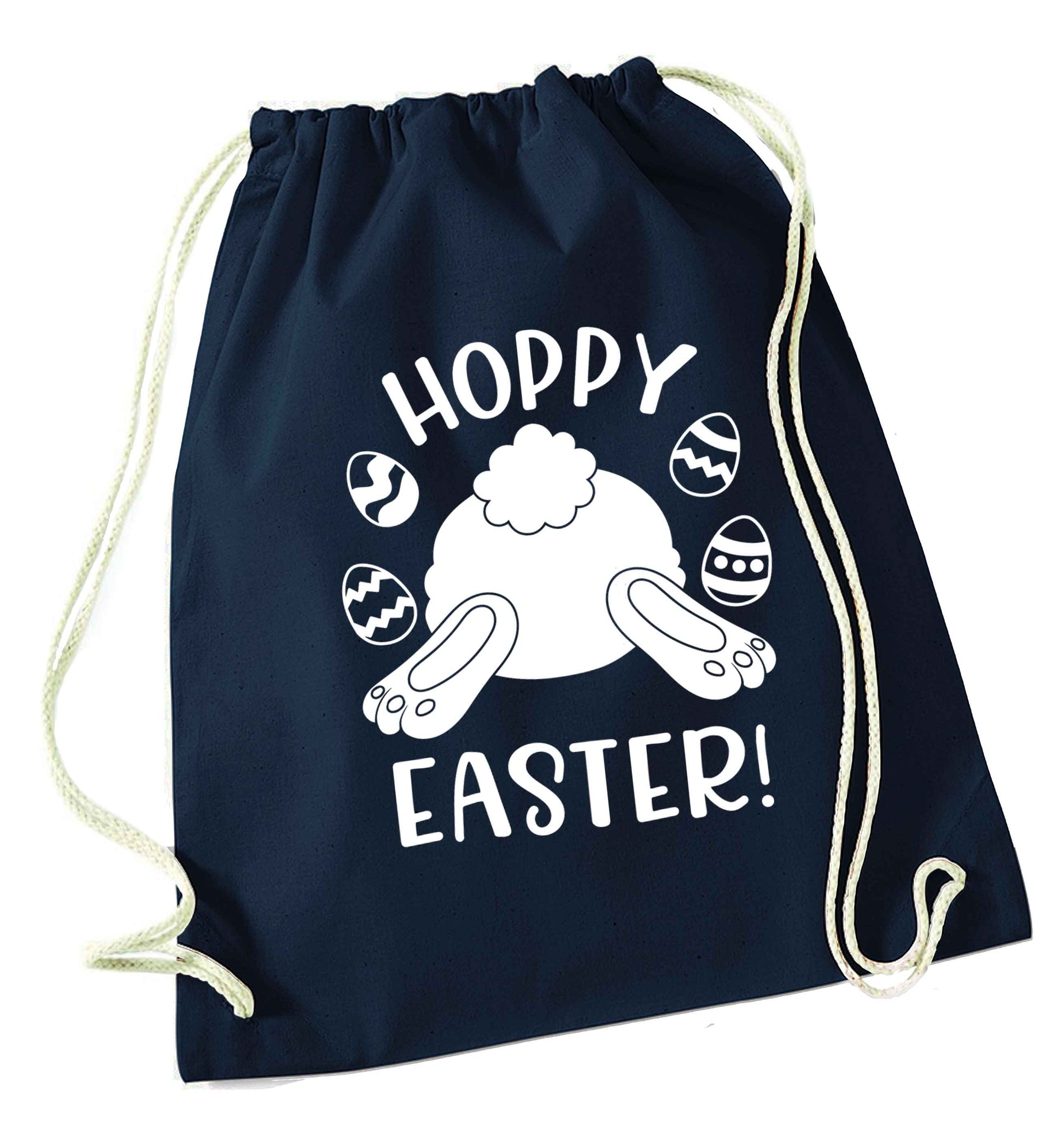 Hoppy Easter navy drawstring bag