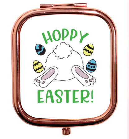 Hoppy Easter rose gold square pocket mirror