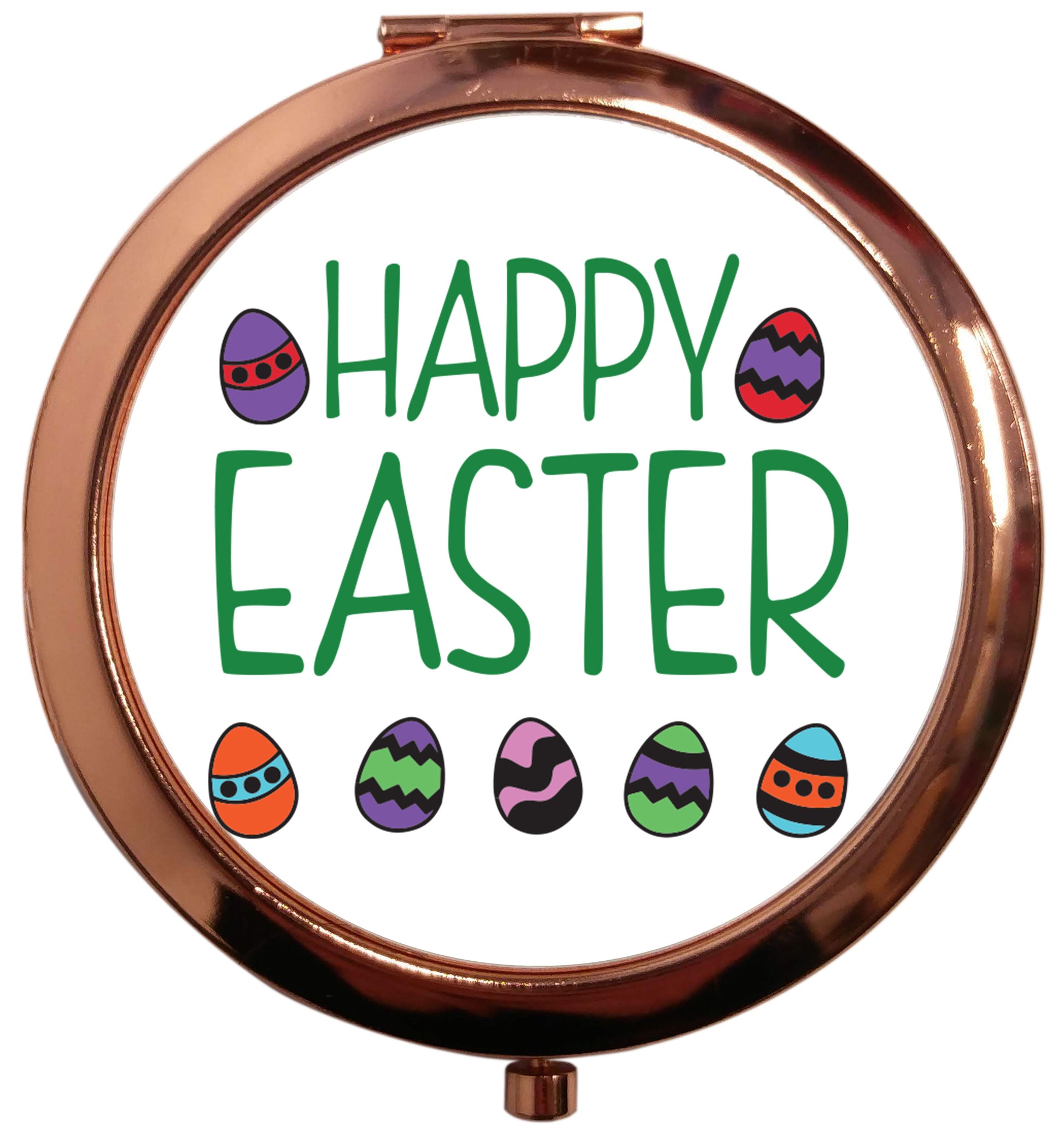 Happy Easter rose gold circle pocket mirror