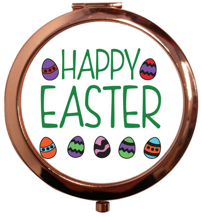 Happy Easter rose gold circle pocket mirror