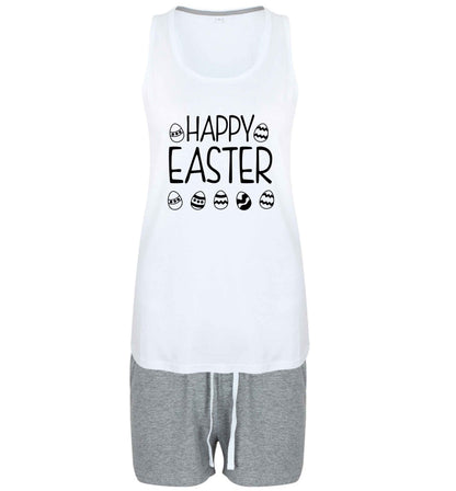Happy Easter size XL women's pyjama shorts set in grey