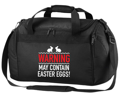 Warning may contain Easter eggs black holdall / duffel bag