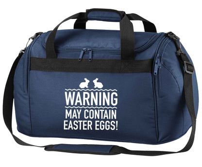 Warning may contain Easter eggs navy holdall / duffel bag