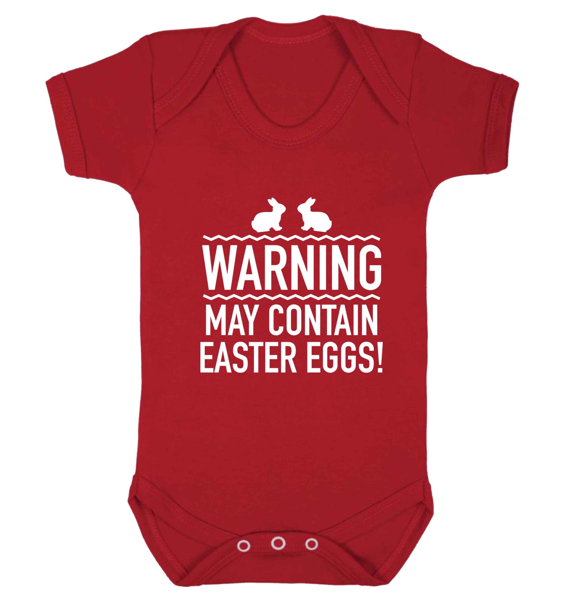 Warning may contain Easter eggs baby vest red 18-24 months