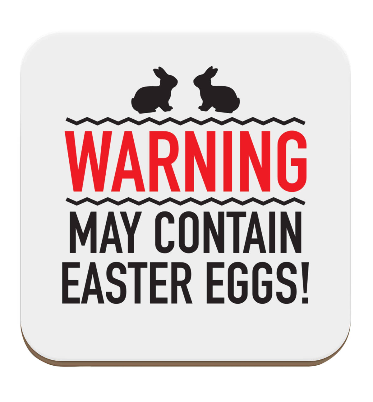 Warning may contain Easter eggs set of four coasters