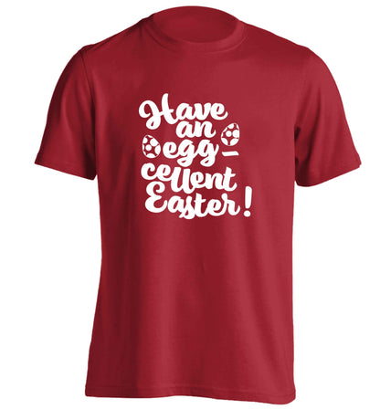 Have an eggcellent Easter adults unisex red Tshirt 2XL
