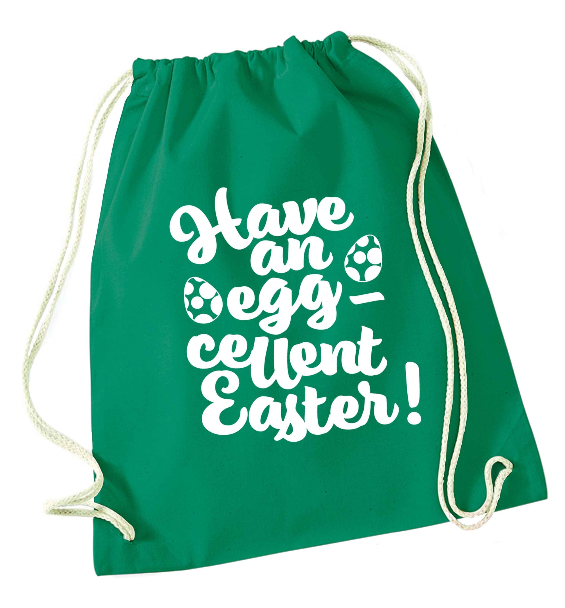Have an eggcellent Easter green drawstring bag