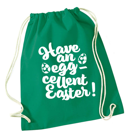 Have an eggcellent Easter green drawstring bag