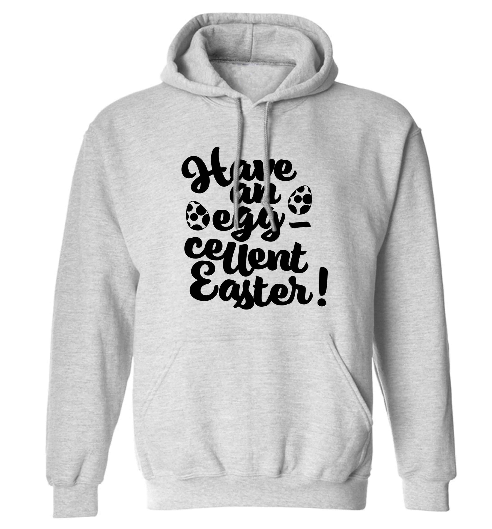 Have an eggcellent Easter adults unisex grey hoodie 2XL