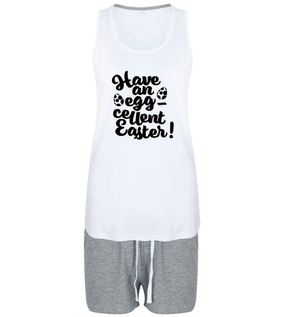 Have an eggcellent Easter size XL women's pyjama shorts set in grey