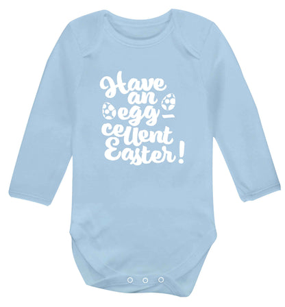Have an eggcellent Easter baby vest long sleeved pale blue 6-12 months