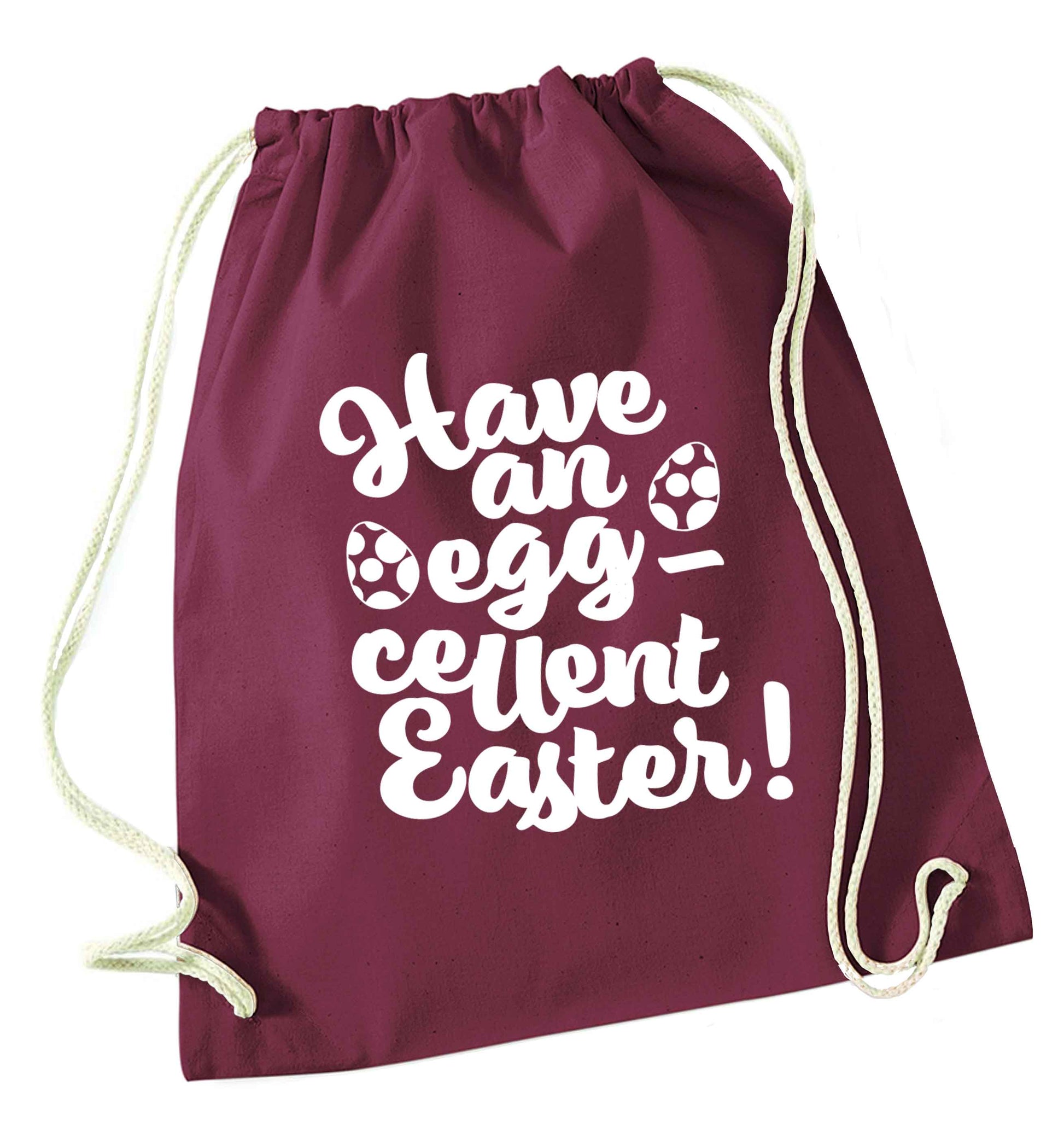 Have an eggcellent Easter maroon drawstring bag