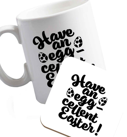 10 oz Favourite Type Pan Pancake ceramic mug and coaster set right handed