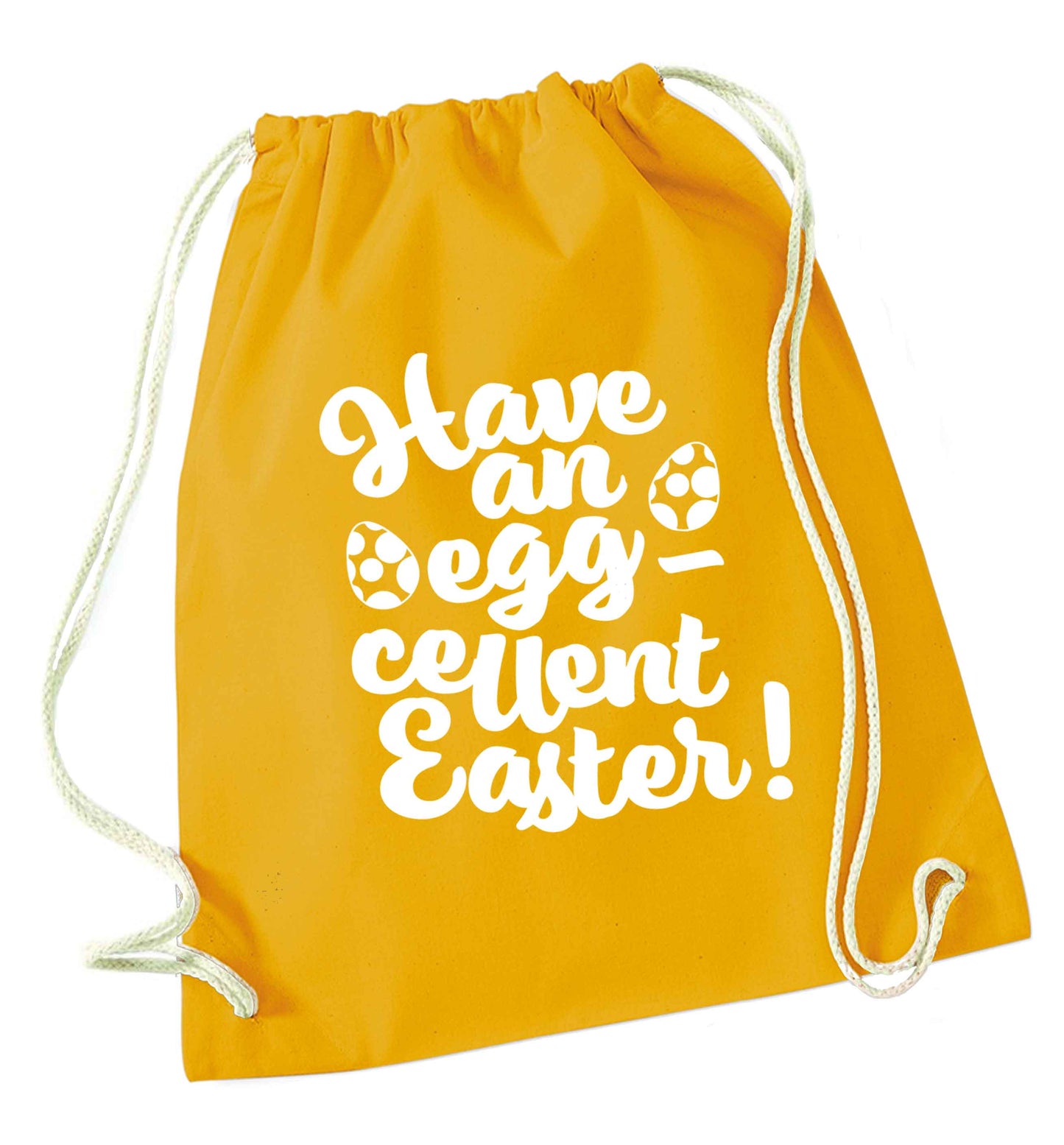 Have an eggcellent Easter mustard drawstring bag