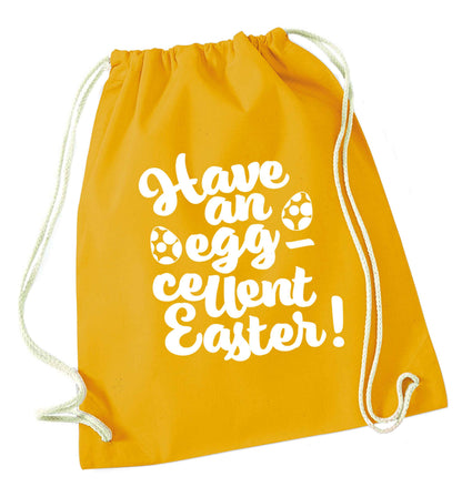 Have an eggcellent Easter mustard drawstring bag