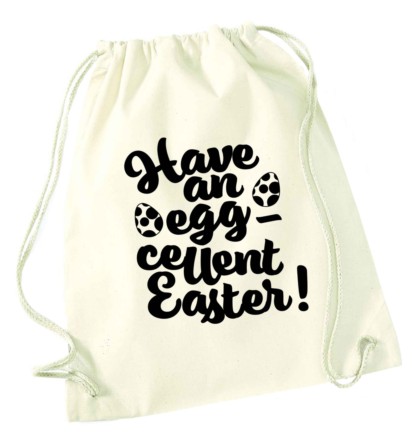 Have an eggcellent Easter natural drawstring bag