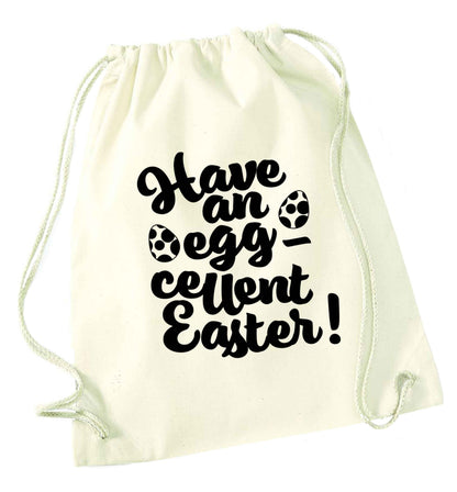 Have an eggcellent Easter natural drawstring bag