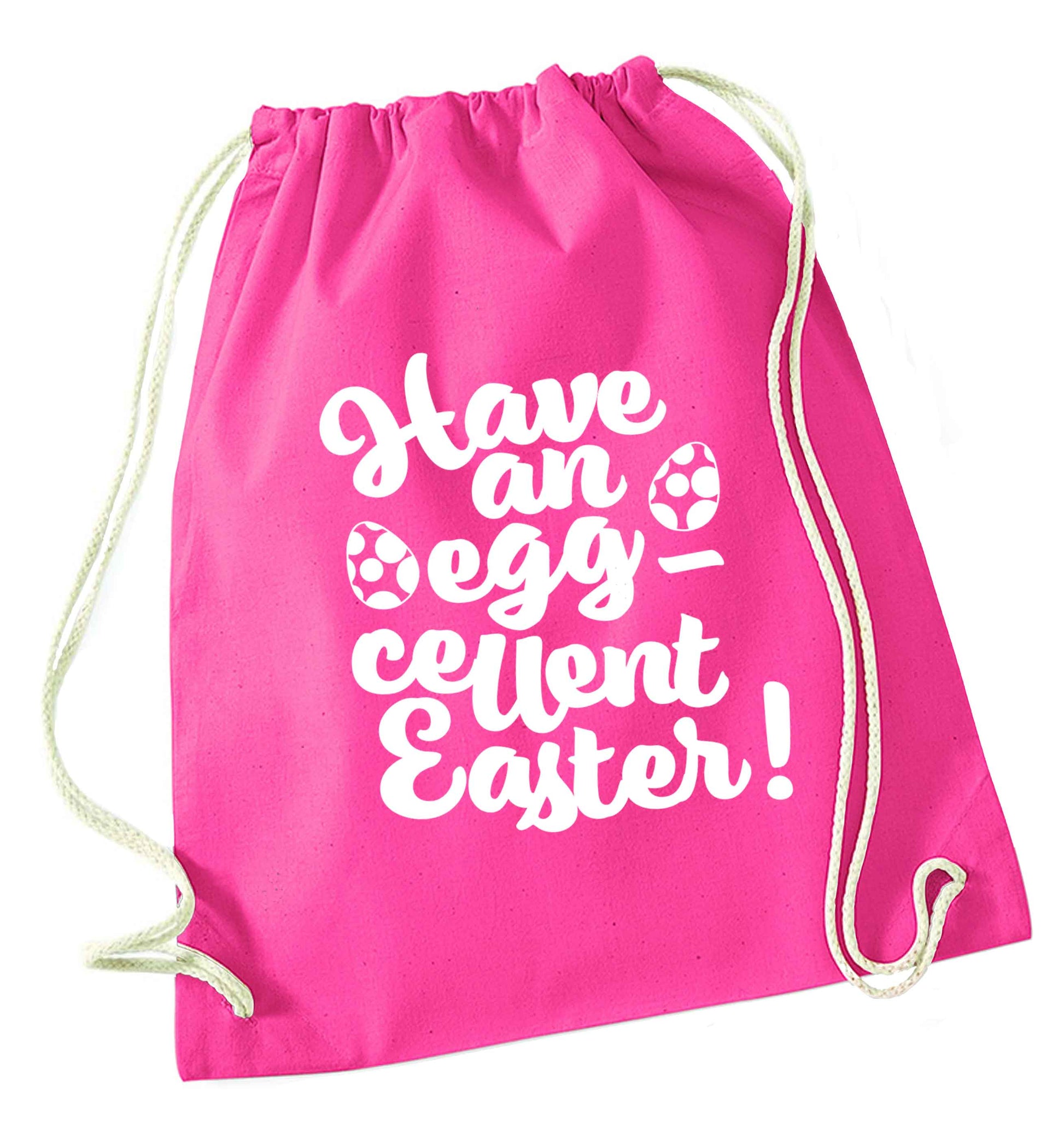 Have an eggcellent Easter pink drawstring bag