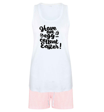 Have an eggcellent Easter size XL women's pyjama shorts set in pink 