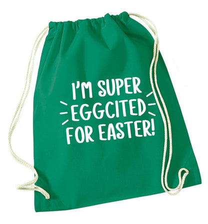 I'm super eggcited for Easter green drawstring bag