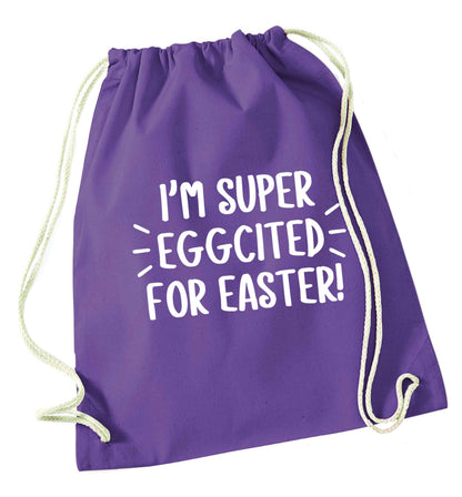 I'm super eggcited for Easter purple drawstring bag