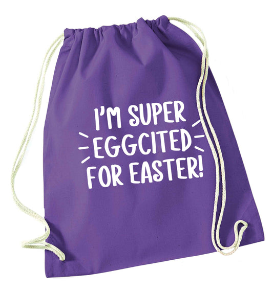 I'm super eggcited for Easter purple drawstring bag