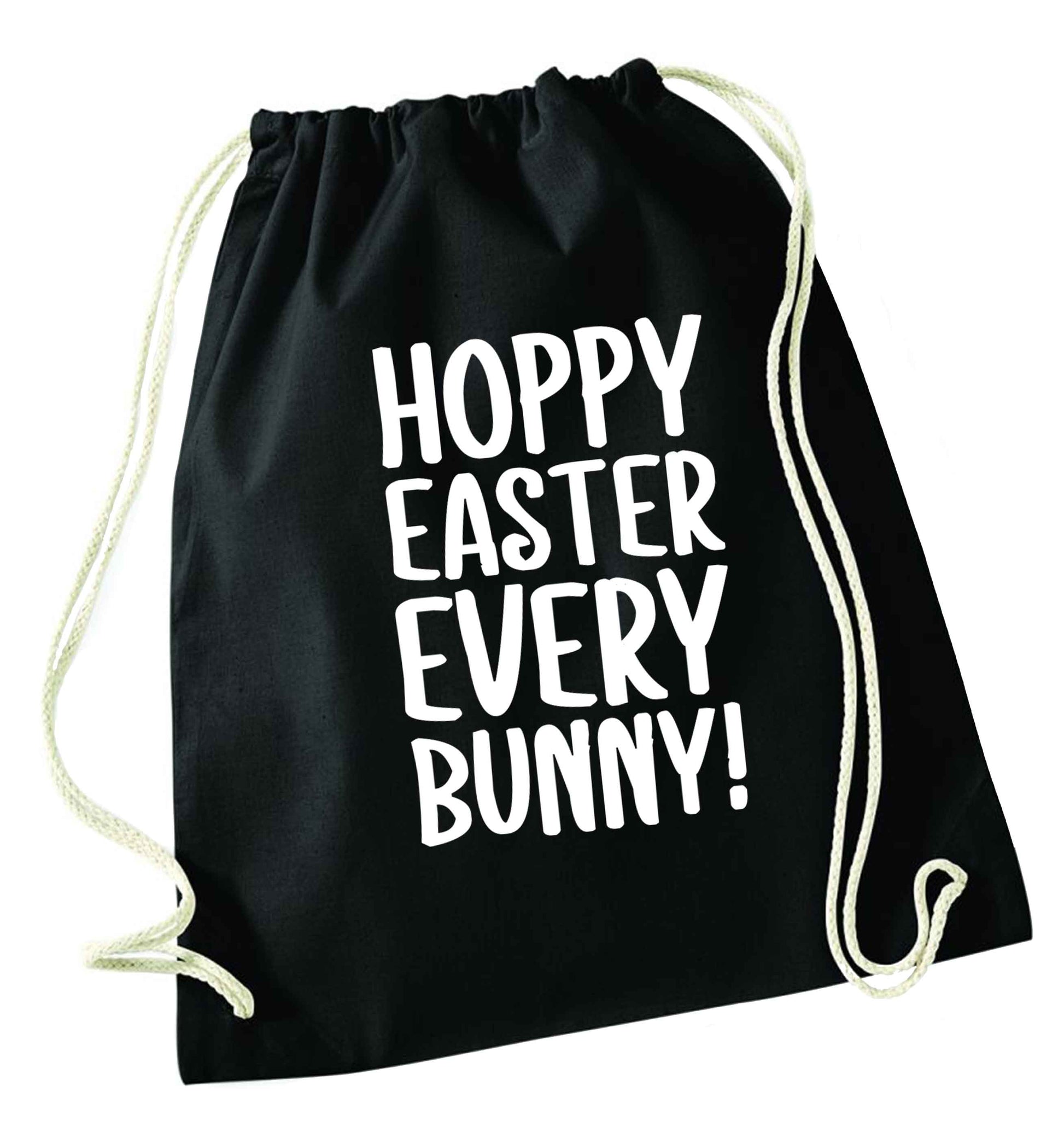 Hoppy Easter every bunny! black drawstring bag