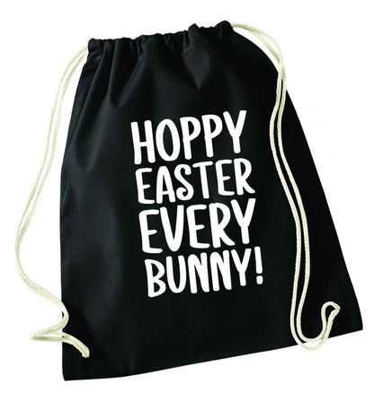 Hoppy Easter every bunny! black drawstring bag