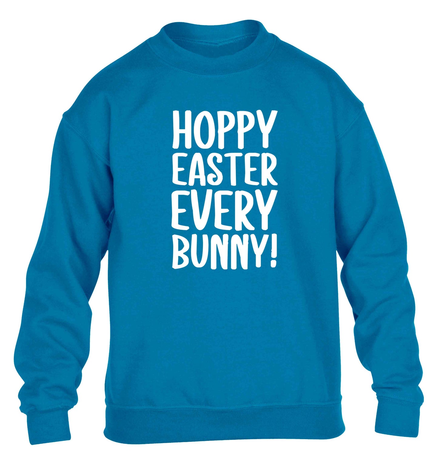 Hoppy Easter every bunny! children's blue sweater 12-13 Years