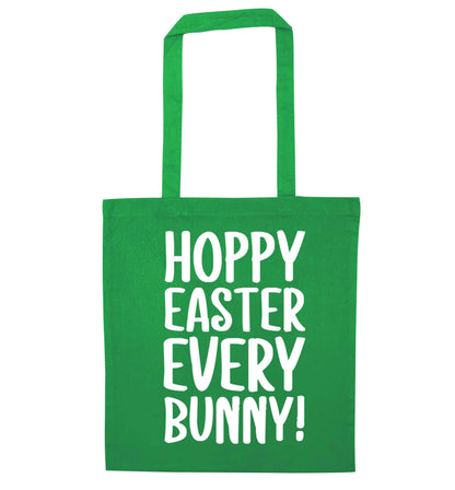 Hoppy Easter every bunny! green tote bag