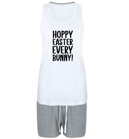 Hoppy Easter every bunny! size XL women's pyjama shorts set in grey