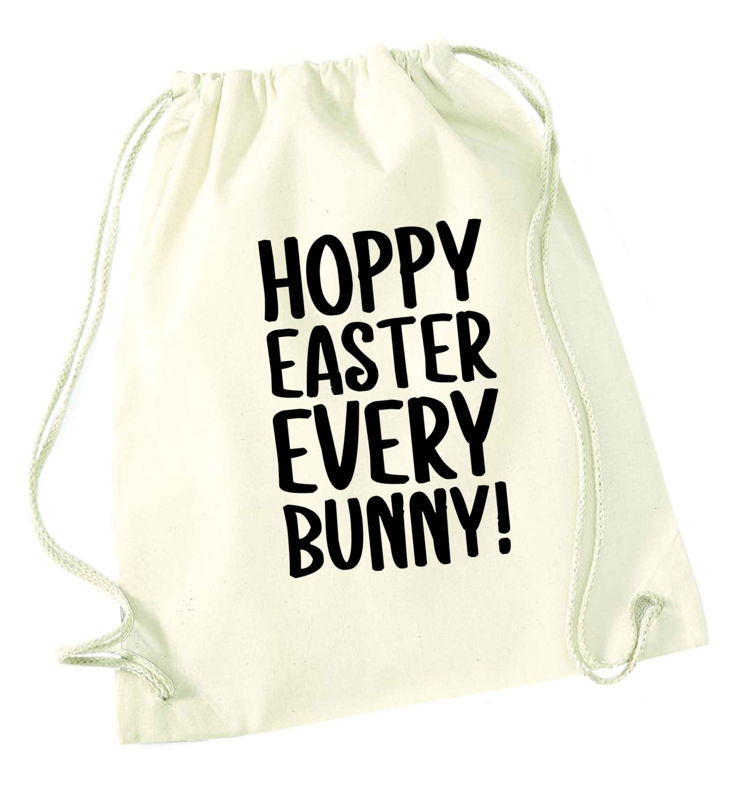 Hoppy Easter every bunny! natural drawstring bag