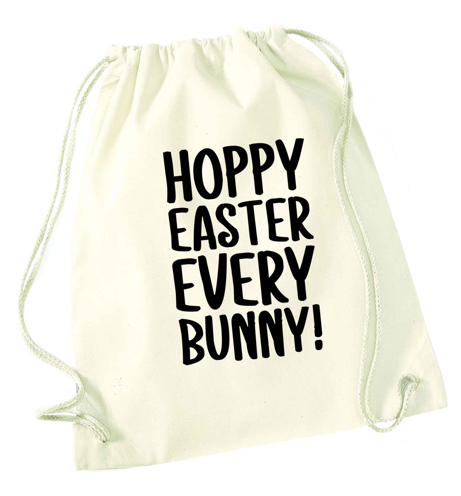 Hoppy Easter every bunny! natural drawstring bag