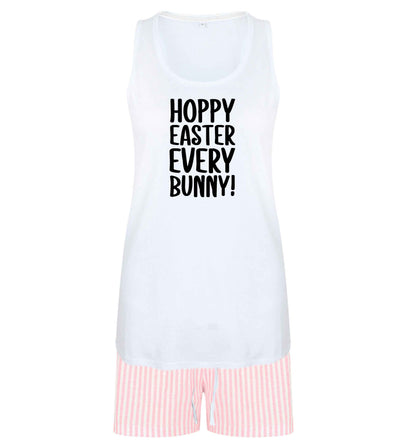 Hoppy Easter every bunny! size XL women's pyjama shorts set in pink 