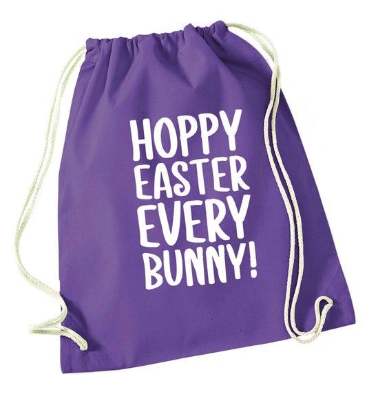 Hoppy Easter every bunny! purple drawstring bag