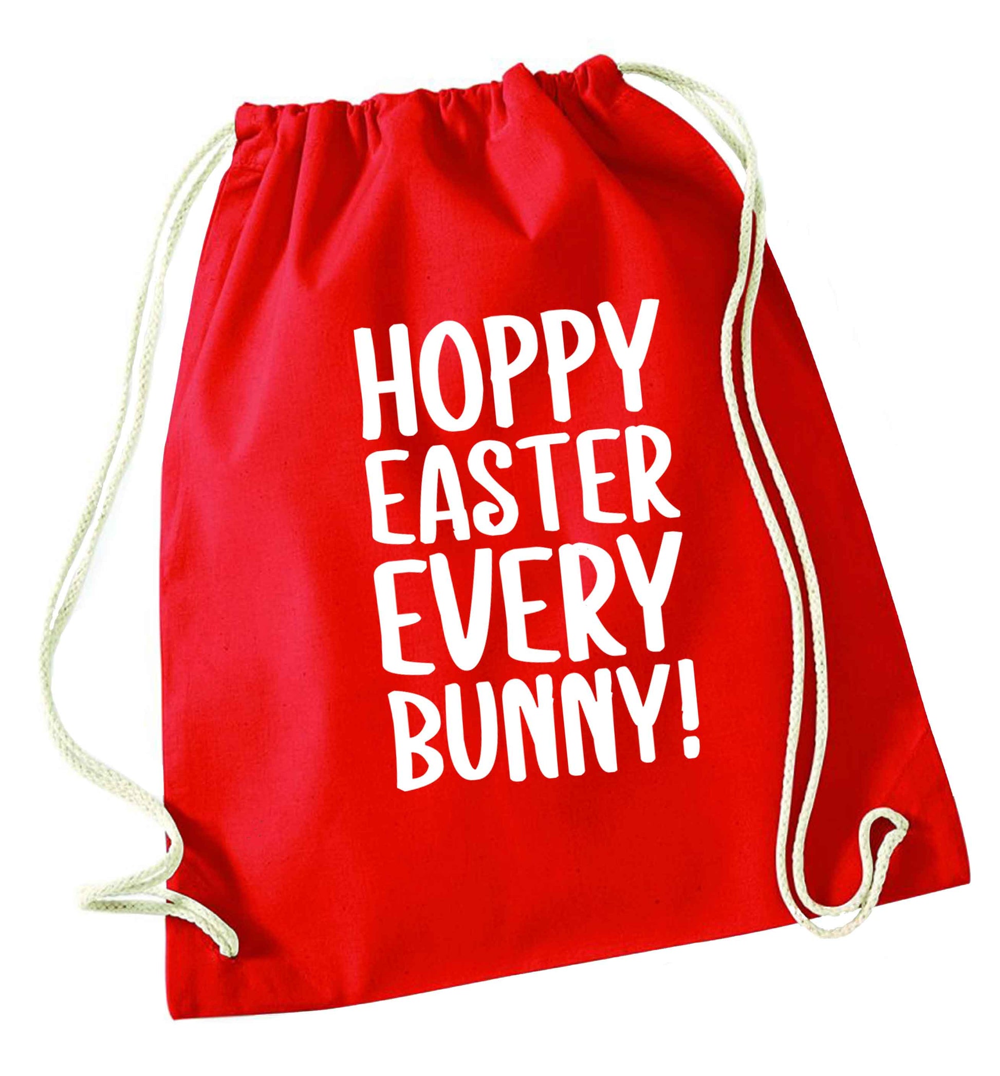 Hoppy Easter every bunny! red drawstring bag 