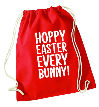 Hoppy Easter every bunny! red drawstring bag 