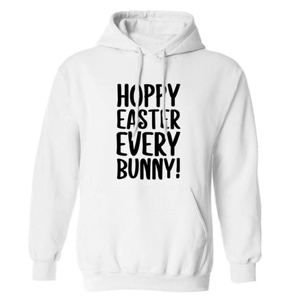 Hoppy Easter every bunny! adults unisex white hoodie 2XL