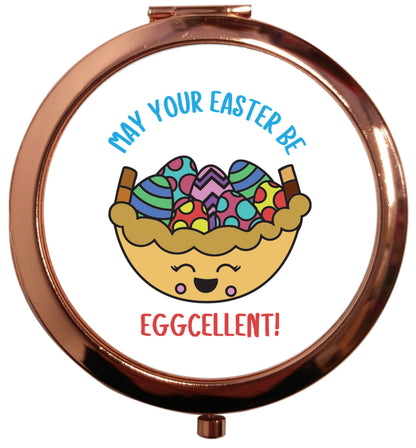 May your Easter be eggcellent rose gold circle pocket mirror