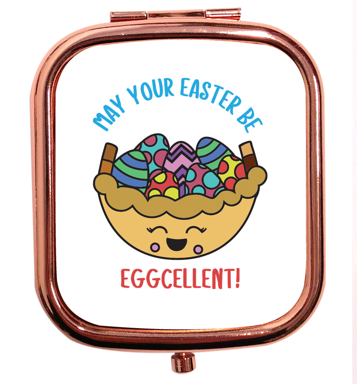 May your Easter be eggcellent rose gold square pocket mirror