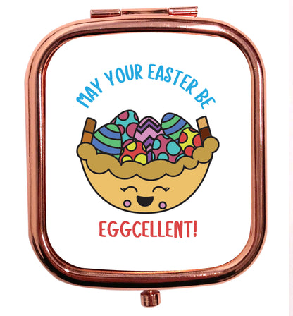 May your Easter be eggcellent rose gold square pocket mirror