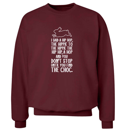 Don't stop until you find the choc adult's unisex maroon sweater 2XL