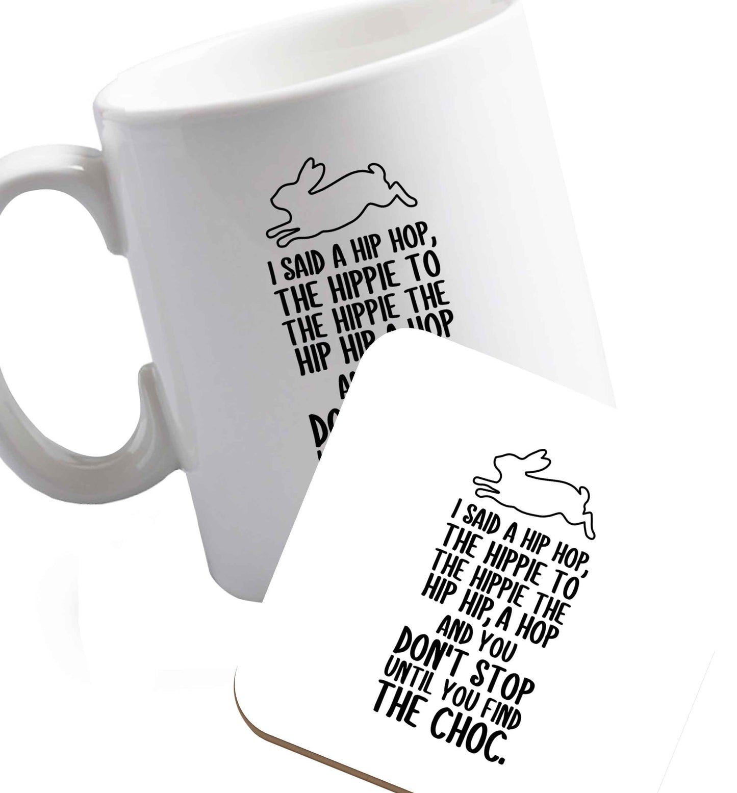 10 oz Favourite Type Pan Pancake ceramic mug and coaster set right handed