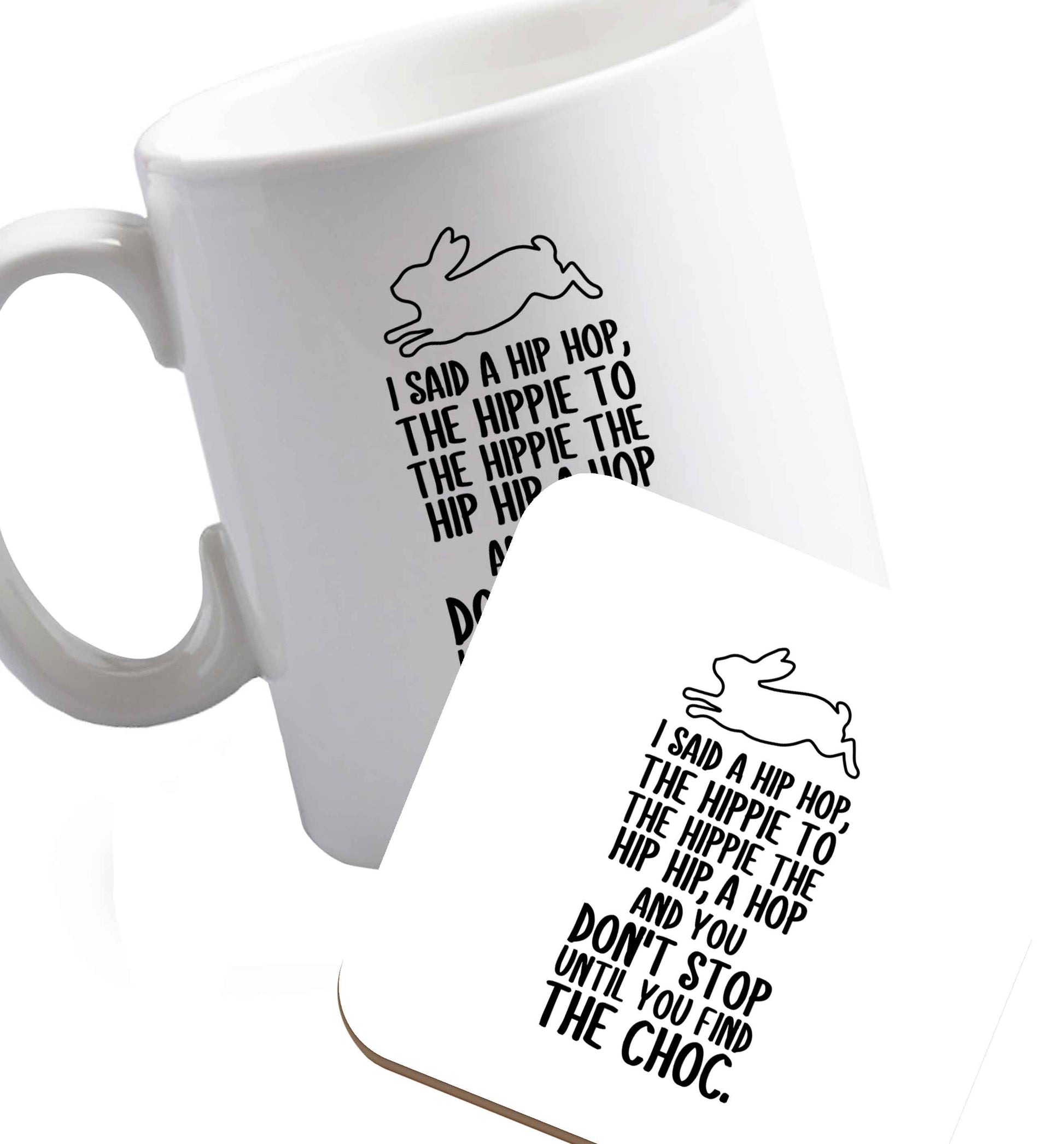 10 oz Favourite Type Pan Pancake ceramic mug and coaster set right handed