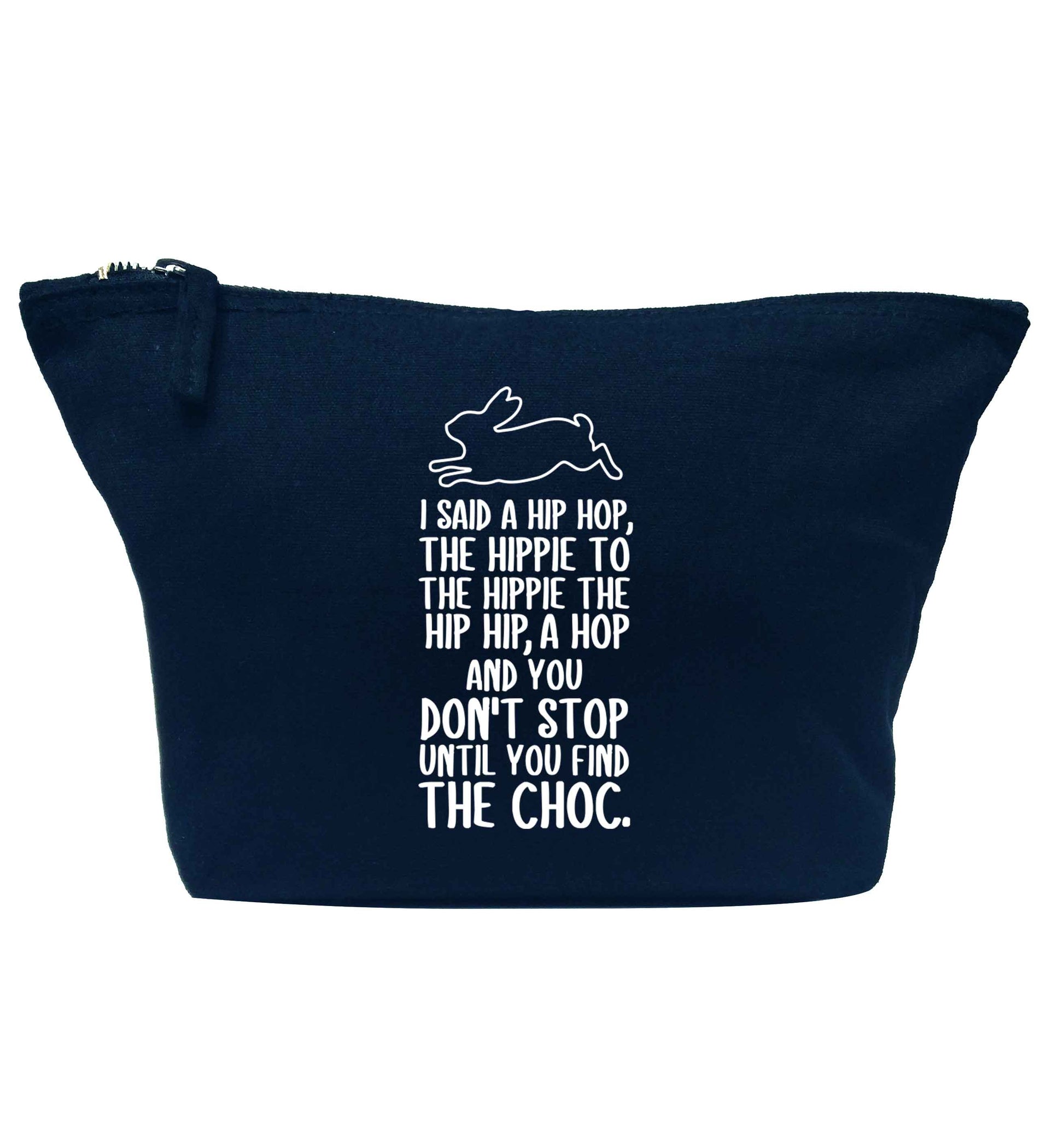 Don't stop until you find the choc navy makeup bag