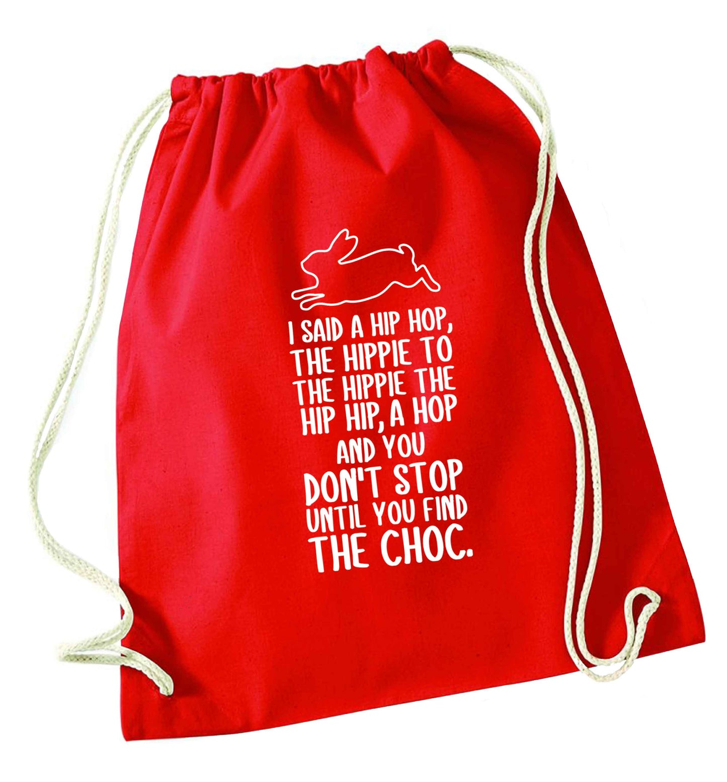 Don't stop until you find the choc red drawstring bag 